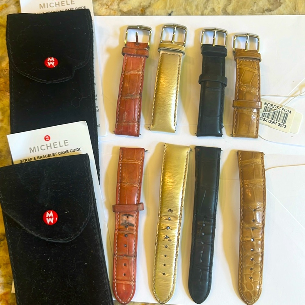 Michelle 18 mm leather watch bands all 4
